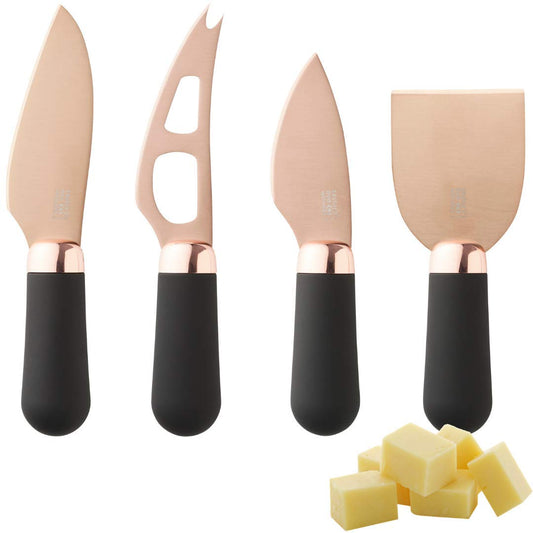Taylors Eye Witness Brooklyn Rose Gold Four Piece Cheese Knife Set - Hard Plated Blades and Soft Grip Handles for Easy Control & Comfort. No Quibble 2