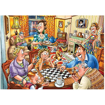 Wasgij Destiny 25, Games Night - 1000 Piece Jigsaw Puzzles for Adults - Colourful, Fun, Challenging & Brainteasing Adults Jigsaw Puzzle, Puzzle the Future - 100% Recycled Cardboard, 1000pcs - Jumbo