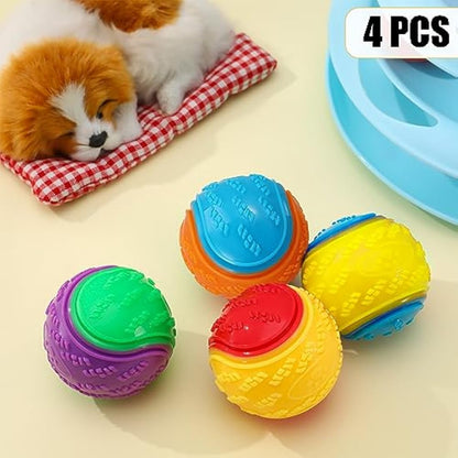 Bestomrogh 4Pcs Squeaky Dog Ball, Durable Dog Balls for Puppy, Large and Medium Sized Dogs, Interactive Dog Toys for Relieving Anxiety and Boredom,Training, Teeth Cleaning