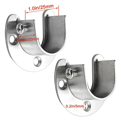 Pveath 2 Pack Stainless Steel Closet Pole Sockets, Heavy Duty Closet Rod End Supports Flange Rod Holder with Screws, U Shaped