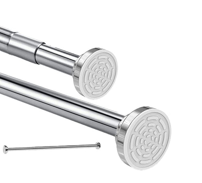 Shower Curtain Rod extendable(120-290cm), Non-Slip, Never Rust, Tension Curtain Rod, No Drilling,304 Stainless Steel