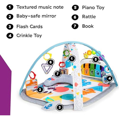 Baby Einstein, 4-in-1 Kickin' Tunes and Language Discovery Play Gym with Piano, Mat with Detachable Activity Toys, Lights, Sounds and Music, Ages Newborn +