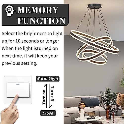 Mikeru 40+60+80CM 100W Modern Circular LED Pendant with Remote Control, 7600LM 10%-100% Dimmable Three Layers Pendant Lights 3000k/4500k/6000k for Kitchen Island, Living Room(Without Batteries)