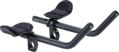 BBB Cycling AeroMax Aluminium Tri Bars | J-bend Aerobars for Road Bikes | Multi-adjustable PU Arm Pads | Compatible with 25.4/31.8 mm Bike Handlebars