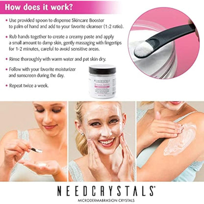 NeedCrystals Microdermabrasion Crystals, DIY Face Scrub. Natural Facial Exfoliator for Dull or Dry Skin Improves Scars, Blackheads, Pore Size, Wrinkles, Blemishes & Skin Texture. 113 Grams