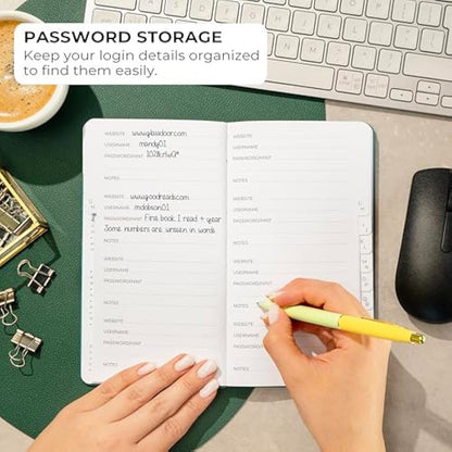 Clever Fox Password Book 2nd Edition – Hardcover Password Keeper with Laminated Alphabetical Tabs – Internet Address Notebook & Login Details Organizer Journal – 10.4x19.3cm (Aquamarine)