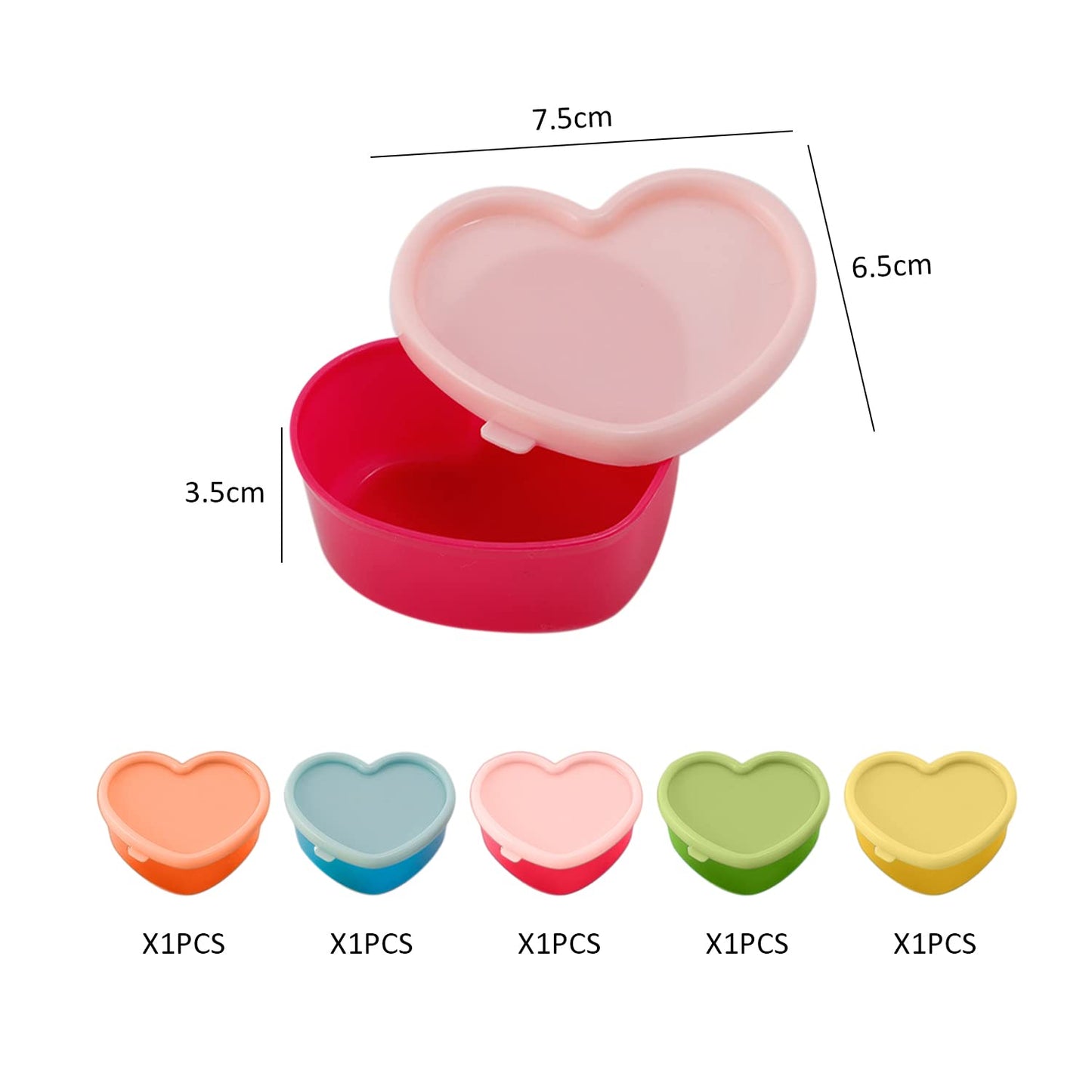MUEEAD 5 Heart Shaped Snack & Spice Storage Box - Mini, Small & Freezer Boxes
