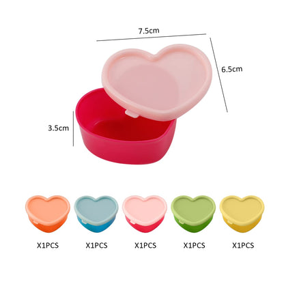 MUEEAD 5 Heart Shaped Snack & Spice Storage Box - Mini, Small & Freezer Boxes