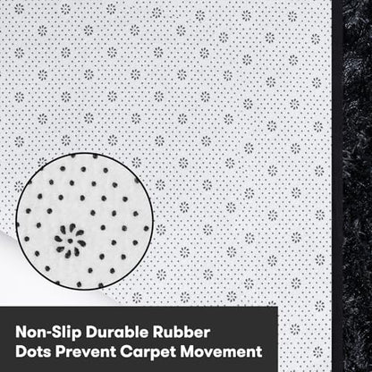 JOJOSEE Rugs Living Room, 160 x 230 cm Black Area Rug, Anti Slip Soft Fluffy Shaggy Extra Large Floor Carpets Mat for Bedroom, Nursery Bedside(Black,