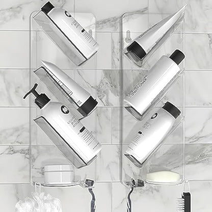 As Seen on Dragons Den, No Suction Cups & No Screws, Easy-Clean, Rust Proof Shower Caddy and Bath Organiser Shelf