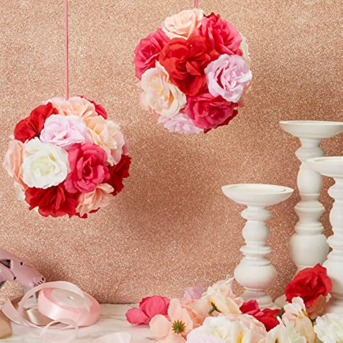 Juvale 60 Pack Silk Artificial Flower Heads for Bridal Shower Decorations, Fake Carnations for Wedding, Arts and Crafts (7 cm, 6 Colours)