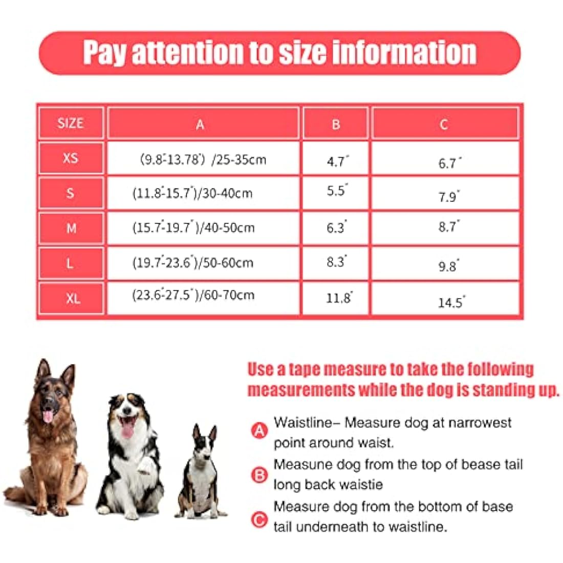 Medo 3 Packs Reusable Dog Nappies, Super Absorbent Washable Dog Diapers Puppy Sanitary Wraps Panties for Female Pet Incontinence and Long Travels 50-60 cm/19.7-23.6 inch (L), pink+blue+yellow