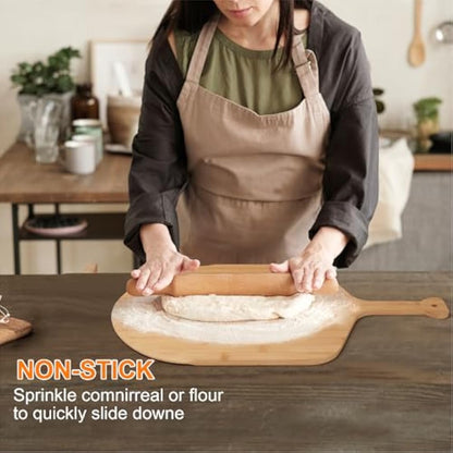 2Pack Pizza Board 14 inch with Grooves, Double-Sided Use Pizza Cutting Board with 8 Slice for Pizza, Bread, Cheese, Vegetable, Fruits