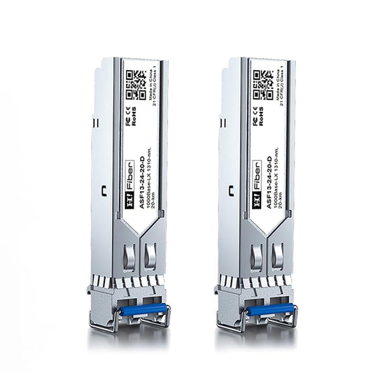 2PCS 1.25G Single Mode SFP LC Module, 1000Base-LX/LH Fiber Transceiver for Ubiquiti UF-SM-1G,Mikrotik, Intel, AGM732F, and More (SMF,1310nm,20km,DDM)
