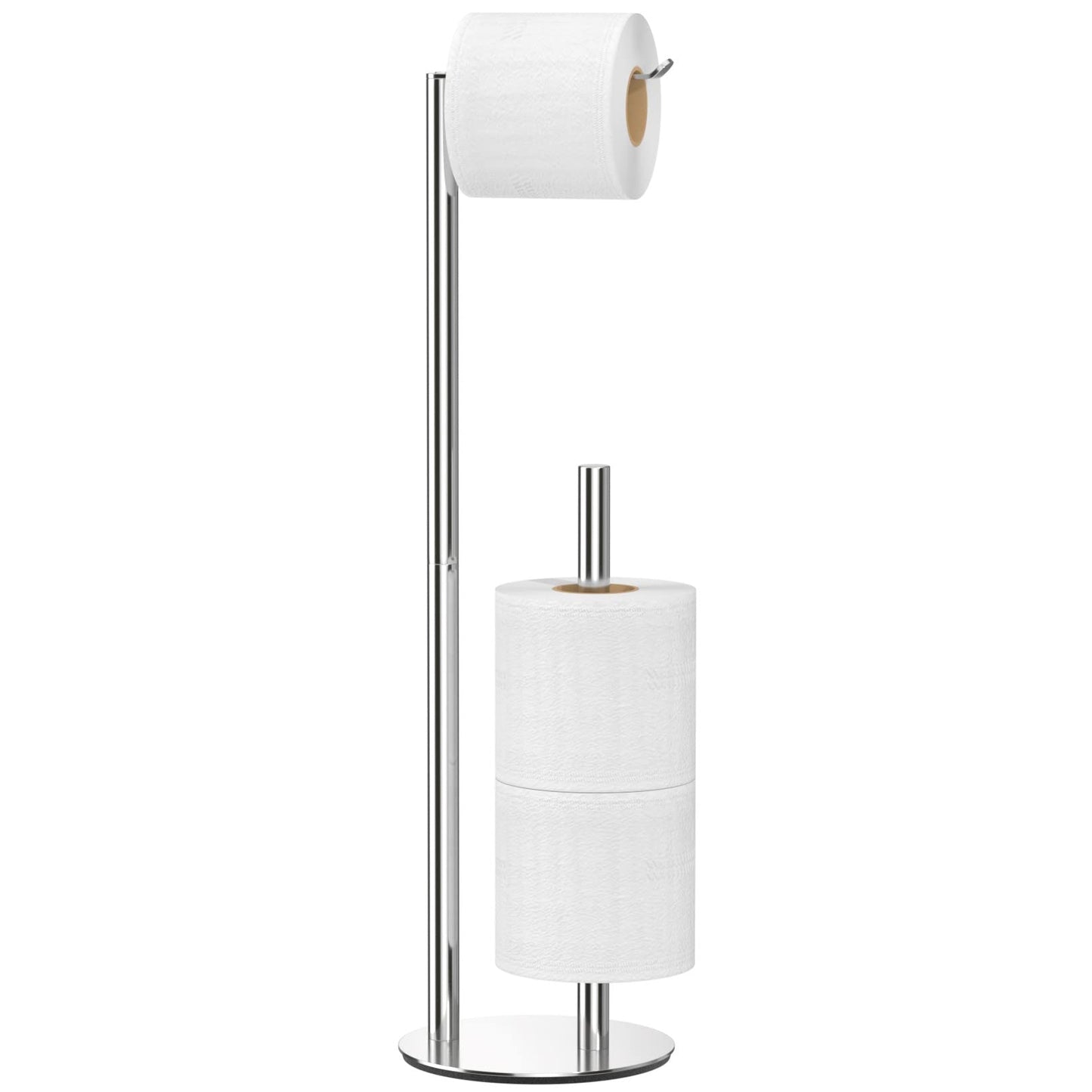 Brushed Nickel Toilet Paper Holder Stand,Free-Standing Toilet Paper Storage,Stainless Steel Toilet Tissue Paper Roll Storage Shelf and Dispenser Holds