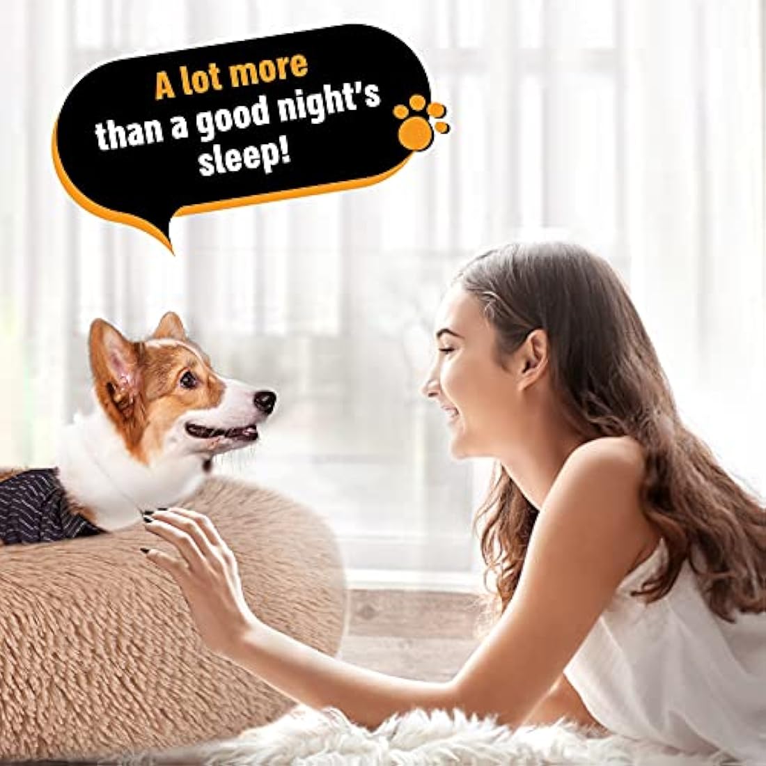 Comfy Calming Dog Beds Medium Washable,Anti Anxiety Donut Ped Bed,Luxury Warm Fluffy Improved Sleep Amazingly Cat Bed Cuddler,Anti-Slip Bottom Round Puppy Bed for Small Medium Cat Dog（L,Beige Brown）