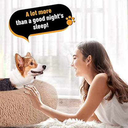 Comfy Calming Dog Beds Medium Washable,Anti Anxiety Donut Ped Bed,Luxury Warm Fluffy Improved Sleep Amazingly Cat Bed Cuddler,Anti-Slip Bottom Round Puppy Bed for Small Medium Cat Dog（L,Beige Brown）