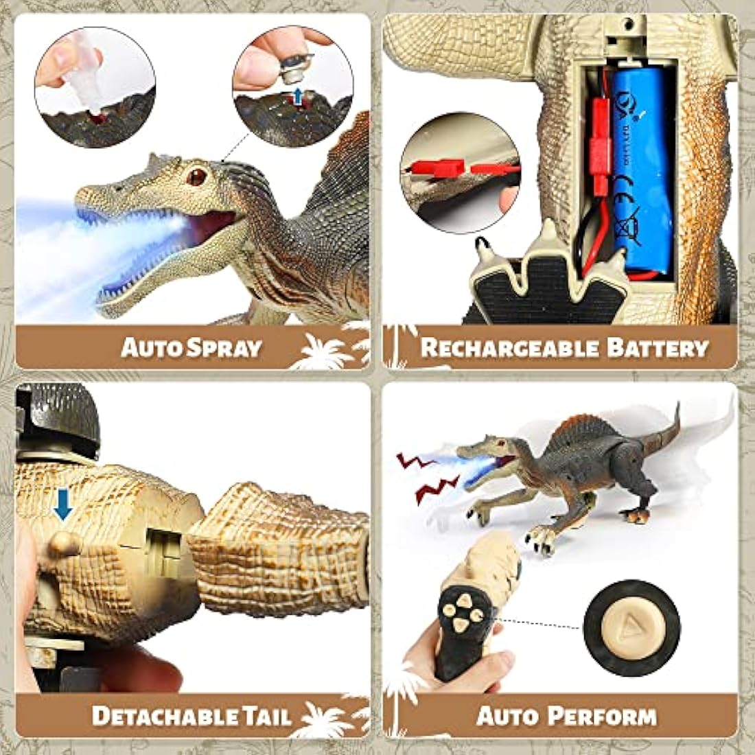 FRUSE Remote Control Dinosaur Toys,Electric RC Spinosaurus w/Light Tracing & Spray Mist,Dinosaur Robot Toys Powered by Rechargeable Battery,Jurassic Dinosaur Toys for Boys Girls Kids Age 3 4 5 6 7 8