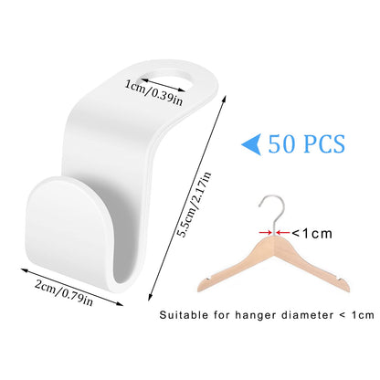 50 Pack Clothe Hanger Connector Hooks, Multi-Layer Stackable Hanger, White