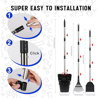 YGNNXRN Dog Poop Scooper with 20 Bag Attachment Long Handle Swivel Bin, Rake & Spade Heavy Duty Easy to Clean Pooper Scooper for Large Medium Dogs Pet Waste Removal Solution for Yard, Grass, Gravel