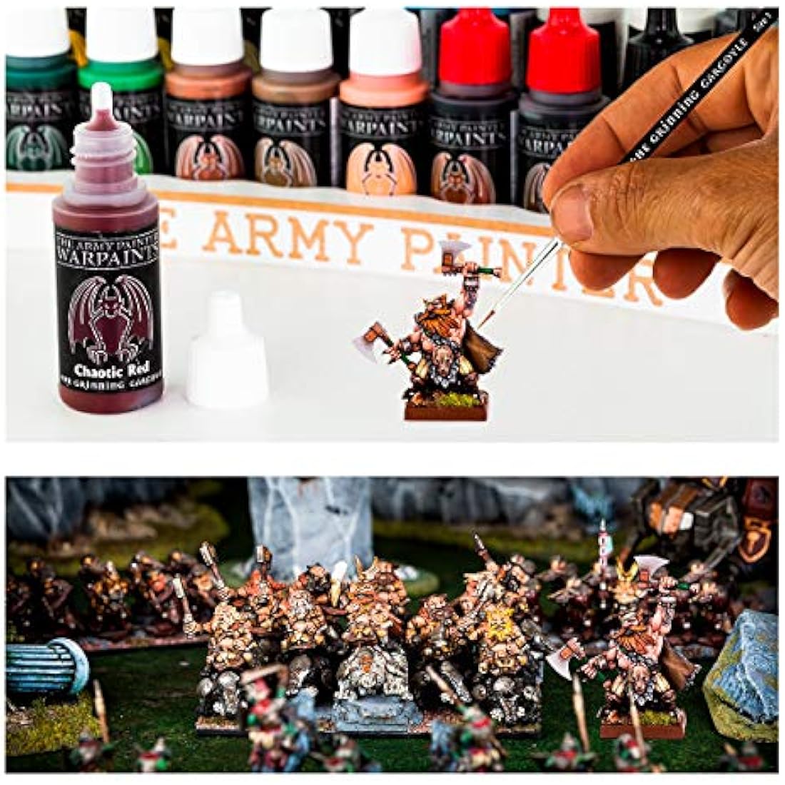 Grinning Gargoyle Fantasy Model Paint Set - The Army Paint Miniature Set - 20x Acrylic Paints and Brush for Tabletop Figures - Hobby Painting (Core)
