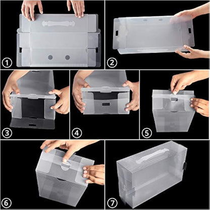 Kurtzy Clear Plastic Shoe Storage Boxes (40 Pack) - Suitable for Women's, Men's and Children's Shoes - Foldable, Corrugated and Stackable for Storage and Travel