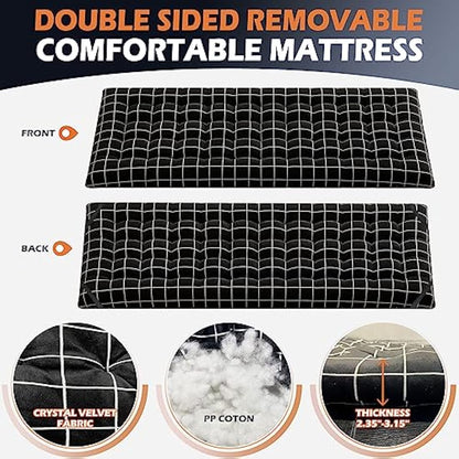 ATORPOK SHOP Camp Beds for Adults with Cushion, Comfortable Travel Camping Cot for Sleeping, Portable Tent cot with Carry Bag Supports 450 lbs (Black)