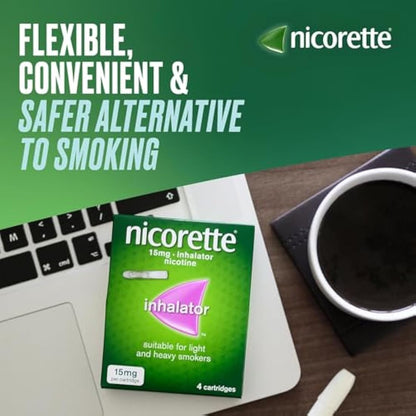 Nicorette 15mg Inhalator (36 Cartridges), Discreet & Convenient Nicotine Inhaler for Quitting Smoking with replaceable cartridges, Quit Smoking Aid or Vaping Cessation Aid