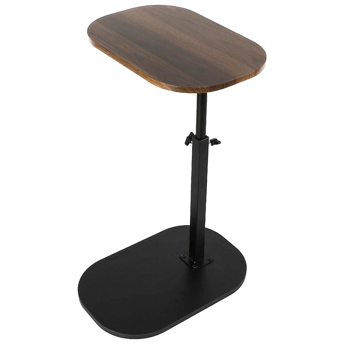 XUDREZ Adjustable C Shaped Side Table, 360°Swivel End Table, Living Sofa Table, Modern Small Coffee Table for Bed/Bathtub (Black-Walnut)