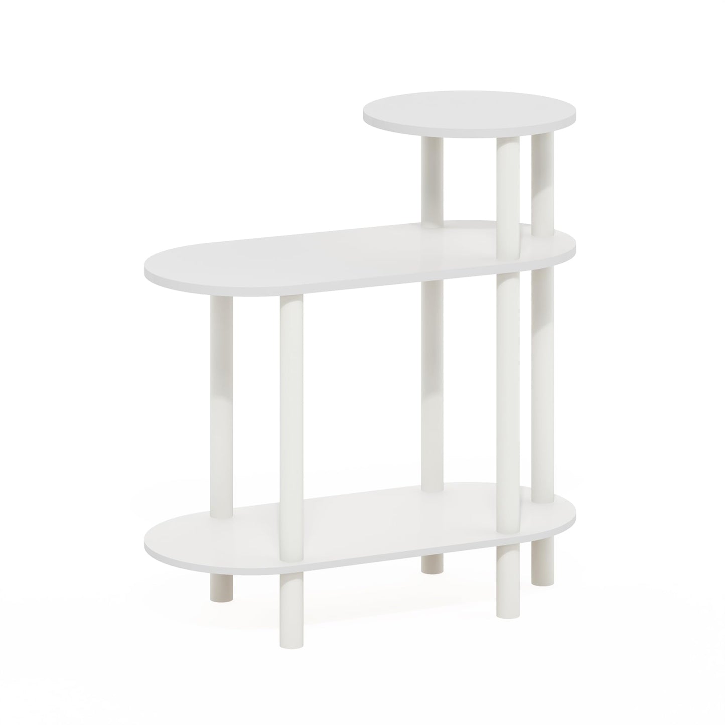 Furinno TURN-N-TUBE Side Table, 3-Tier Oval Sofa End Table with Open Shelf, Toolless Assembly Night Stand, Bedside Table, for Living Room, Bedroom