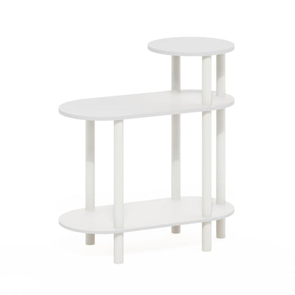 Furinno TURN-N-TUBE Side Table, 3-Tier Oval Sofa End Table with Open Shelf, Toolless Assembly Night Stand, Bedside Table, for Living Room, Bedroom