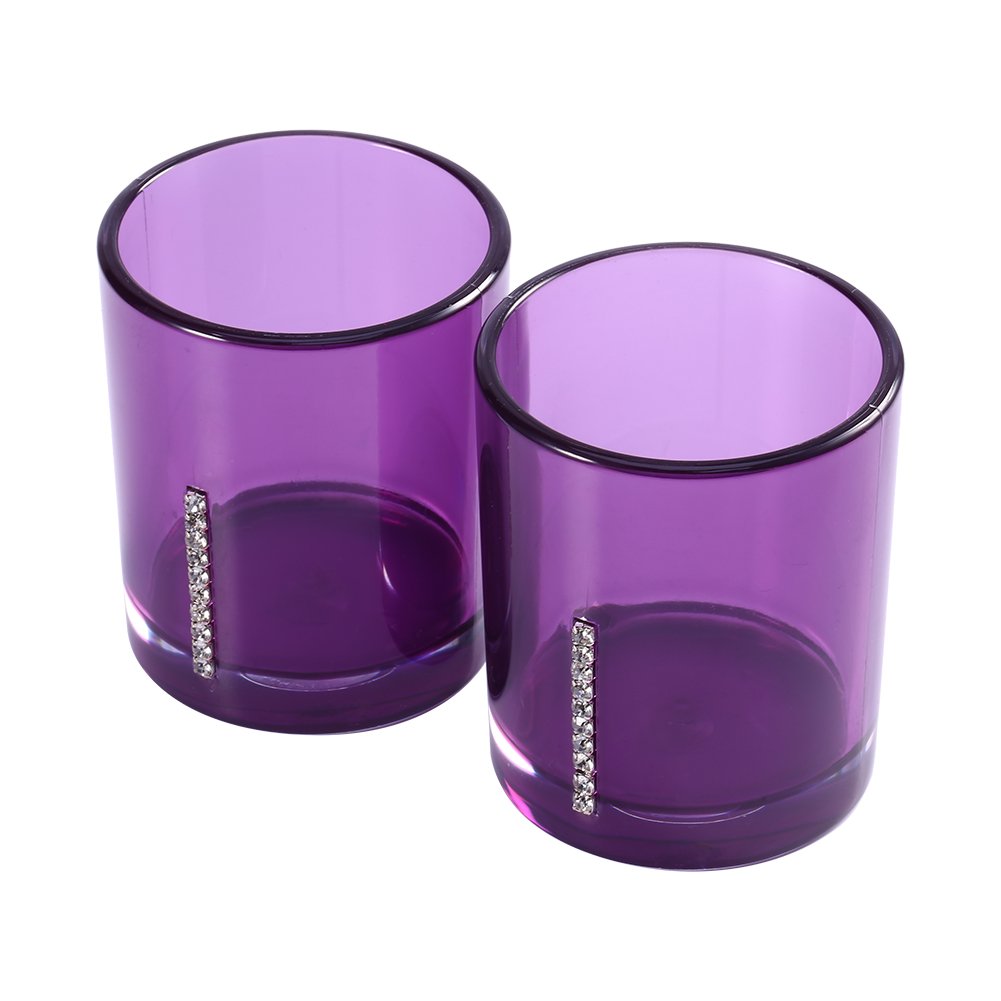 OVAQUIXI 5 Piece Purple Acrylic Bathroom Accessories Set - Toothbrush Holder, Soap Dish, Lotion Bottle & 2 Tumblers