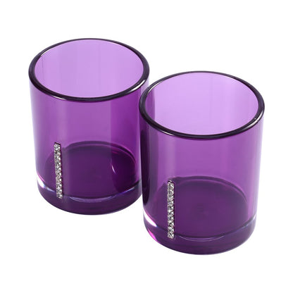 OVAQUIXI 5 Piece Purple Acrylic Bathroom Accessories Set - Toothbrush Holder, Soap Dish, Lotion Bottle & 2 Tumblers