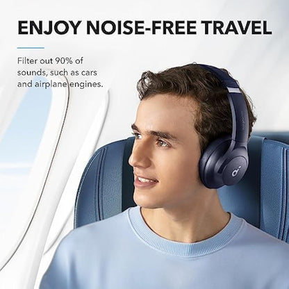 soundcore by Anker Q20i Hybrid Active Noise Cancelling Foldable Headphones, Wireless Over-Ear Bluetooth, 40H Long ANC Playtime, Hi-Res Audio, Big Bass, Customize via an App, Transparency Mode (Blue)
