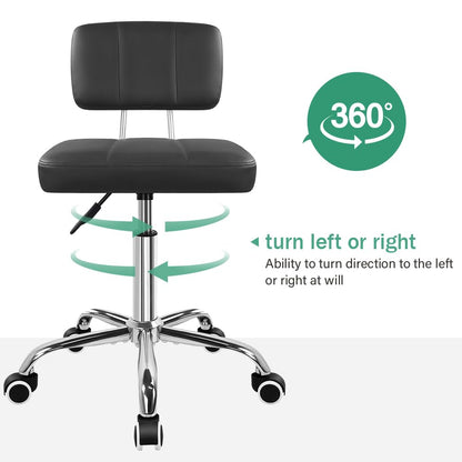 FURWOO Minimalist Square Office Chair with Backrest 360-Degree Swivel Stool with Wheels Height Adjustable Chair Suitable for Home Work Shop Task Spa