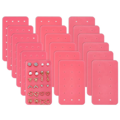 OLYCRAFT 18Pcs Acrylic Earring Display Card Pink Portable Acrylic Earring Organizer with Holes Stud Earrings Storage Holder Rectangle Jewelry Show