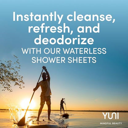 YUNI Beauty Large Body Wipes (Unscented, 30 Count) Super Soft Moist Showerless Wipes that Cleanse & Deodorize - On-the-Go Waterless Body Cleanser - Biodegradable Individually Wrapped Wipes for Travel