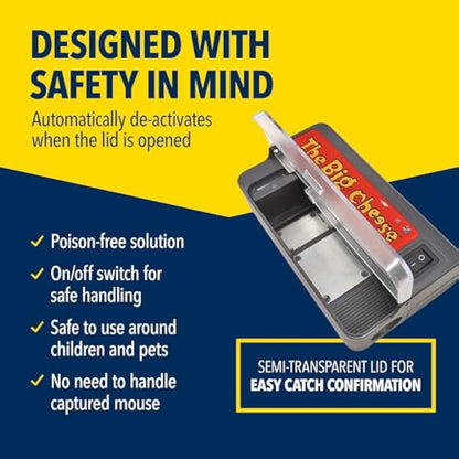 The Big Cheese Ultra Power - Electronic Mouse Killer, Quick, Effective Humane - Professional Electric Mouse Trap that Kills Instantly - Safe, Hygienic Zapper - Indoor Battery Powered Electric Trap