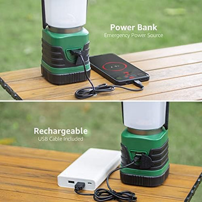 LE Camping Light Rechargeable, 1000 Lumen Camping Lantern, Dimmable 4 Modes Camping Tent Lights with 4400mAh Power Bank, Camping Accessories, Rechargeable Lantern for Outdoors, Power Cuts and More