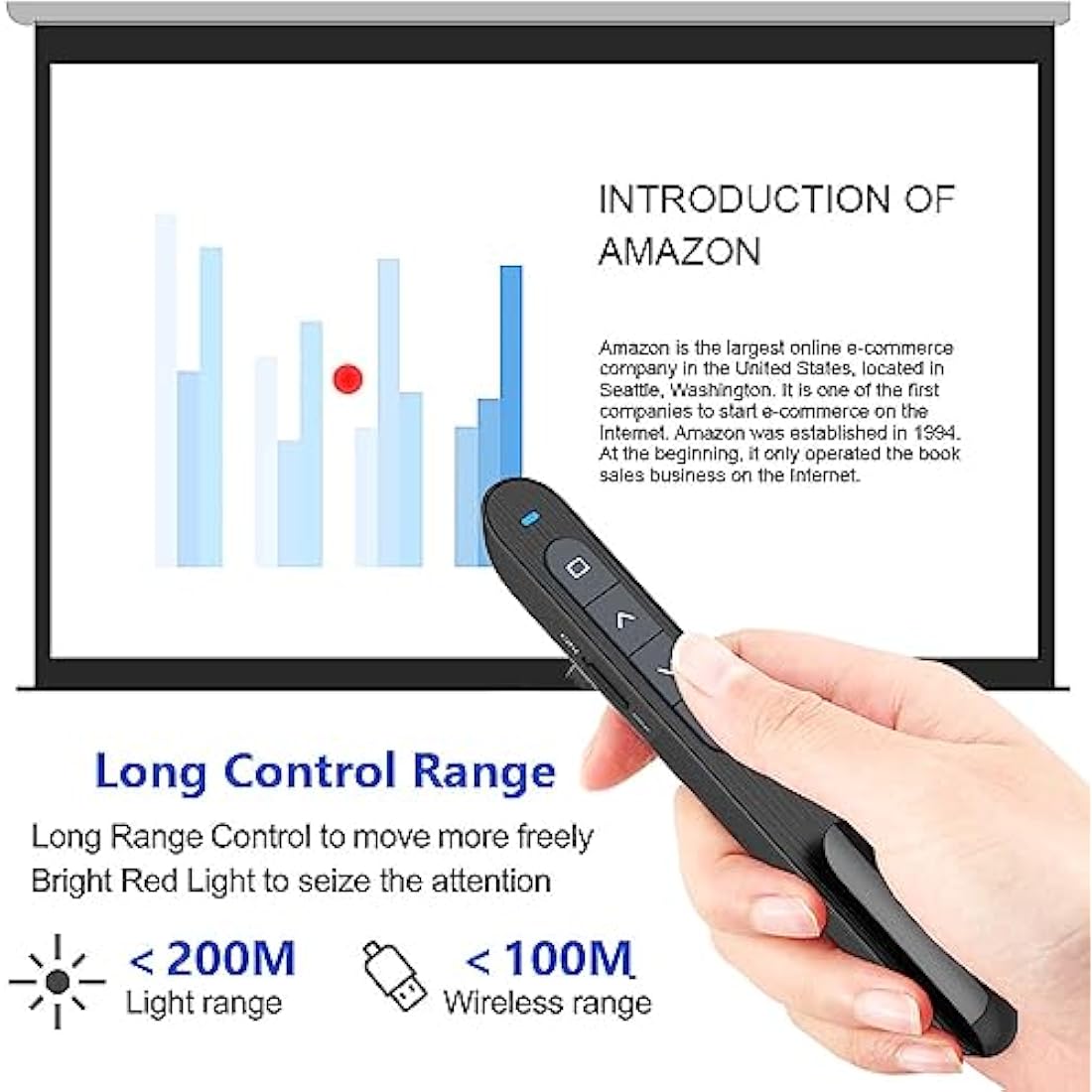 Presentation Clicker for PowerPoint Remote, Hyperlink Volume Wireless Presenter Remote Presentation Pointer, USB Presentation Remote Slide Advancer PPT Clicker for Computer Laptop Mac