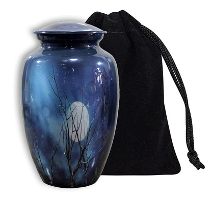 eSplanade Cremation Urn Memorial Human Ashes Container Jar Pot | Burial Funeral Urns | Blue Sky Moon- 10" Inches (Full Size)