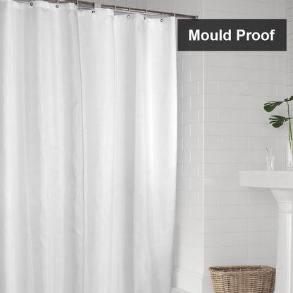 Lkw Ogechi White Shower Curtain Waterproof 200/220/240 CM Drop, 220 CM Extra Long Polyester Washable Bath Curtain