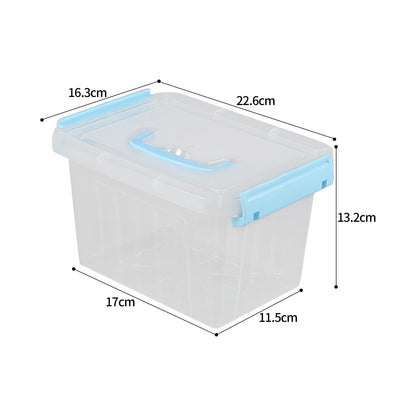 Jandson 3L Small Plastic Lidded Storage Box with Carry Handle, 6 Packs