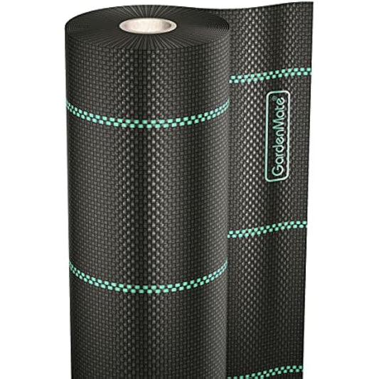 GardenMate 1m x 50m roll woven weed control fabric - UV stabilised 100gsm landscape ground cover membrane