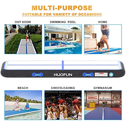 HIJOFUN Inflatable Gymnastics Mat 3m/4m/5m/6m with Practical Pump and 10/20cm Thick Aerobatic Tracks Inflatable Gymnastics Gymnastics Tumbling Yoga Taekwondo