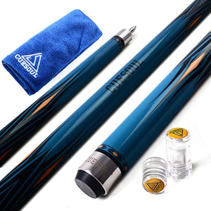 CUESOUL 58 Inches 19oz Joint Pool Cue Stick Billiards Premium Canadian Maple Pool Cue, Multi-layered Tip, 11.5/12.75mm Billiards Pool Cue Set Accessories