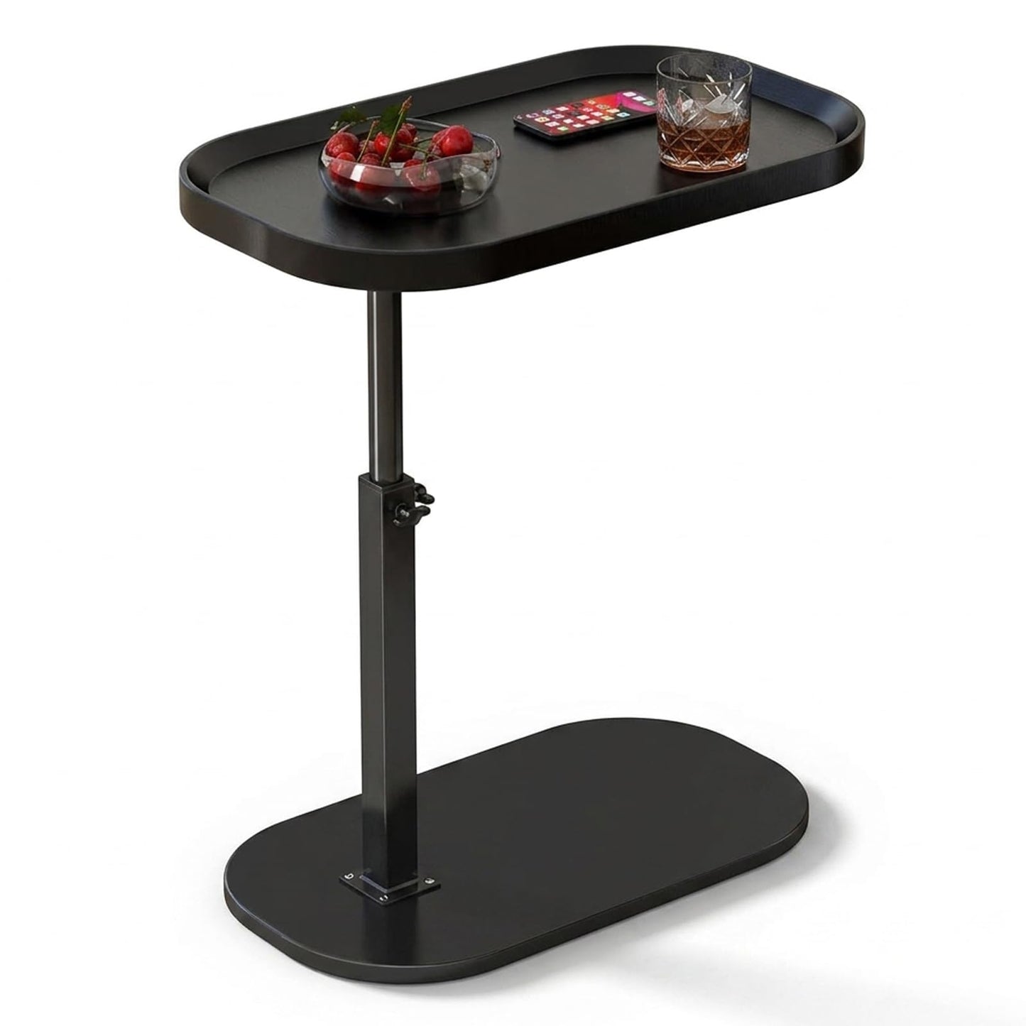 Gelory C Tables Height Adjustable Side Table Rotatable Bedside Desk, Black
