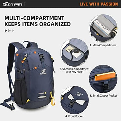 SKYSPER Small Daypack 20L Hiking Backpack Lightweight Travel Day Pack with Waist Strap for Women Men