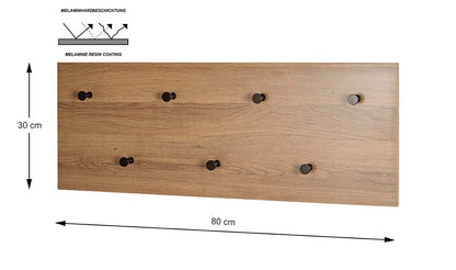 HAKU Wardrobe Oak, Black, MDF, Metal - Dim.: W 80 cm x H 30 cm x D 5 cm, Style: Modern