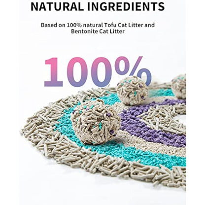 PETKIT Strong Clumping Cat Litters, 5 in 1 Mixed Cat Litter, 28 Litres Unscented Ultra Absorbent and Fast Drying Cat Litter, Flushable Odor Eliminating, Biodegradable, 4 Packs